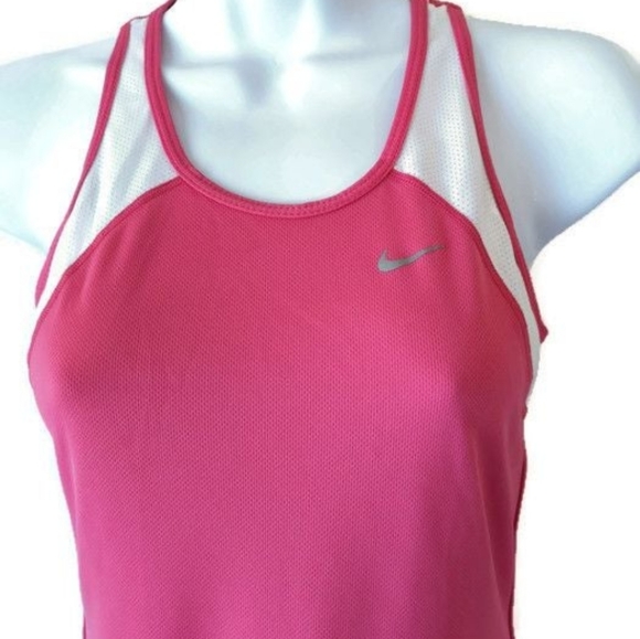 Nike Fit Dry Women's  Pink White Sleeveless Tank Top Gym Workout Running Size XS - Picture 2 of 9